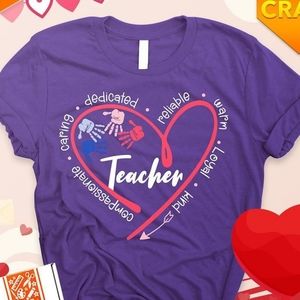 Port & Company Med Purple Dedicated Teacher Tshirt